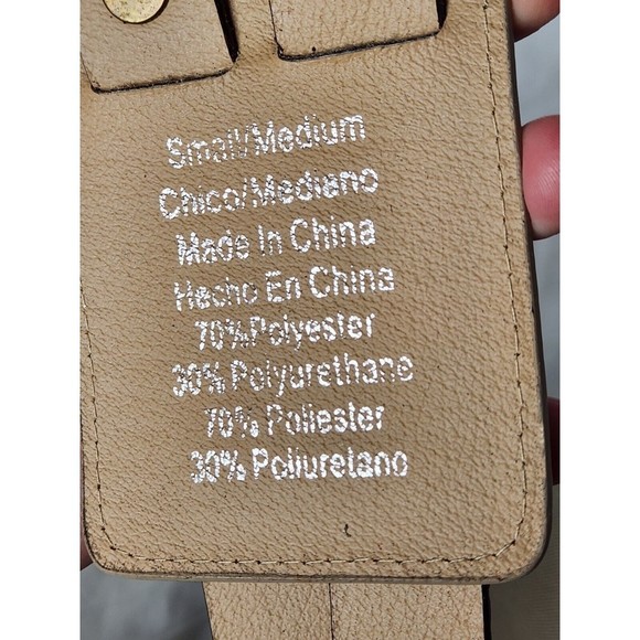 Chico's‎ Wide Leather Leopard Vegan Elastic Stretch Double Buckle Beige Belt Sm - Picture 5 of 5